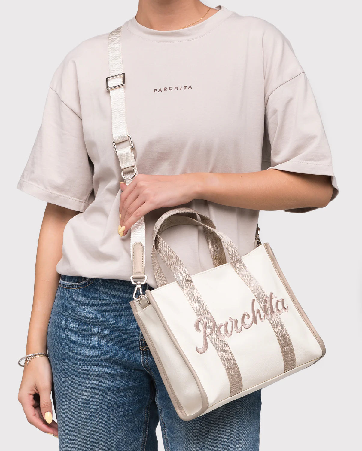 Parchita Mini Shopping Julia Ivory Champaña
