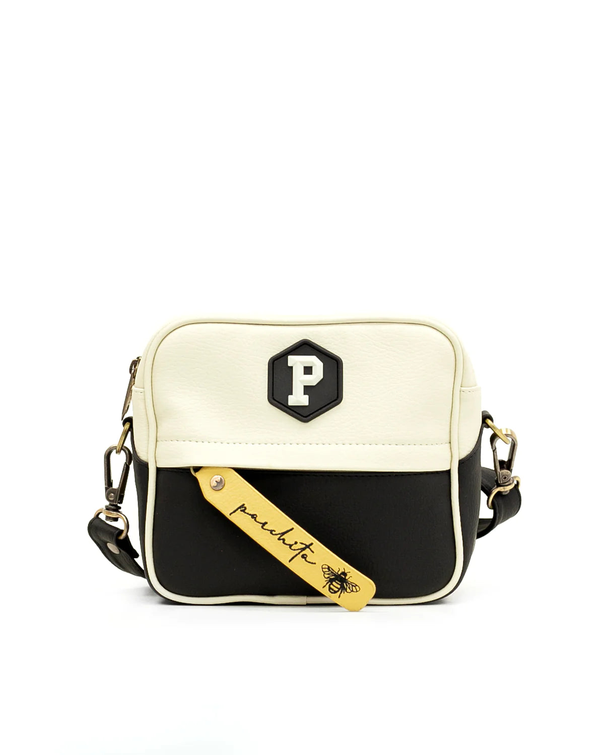 Bandolera Parchita Panal Beige & Black