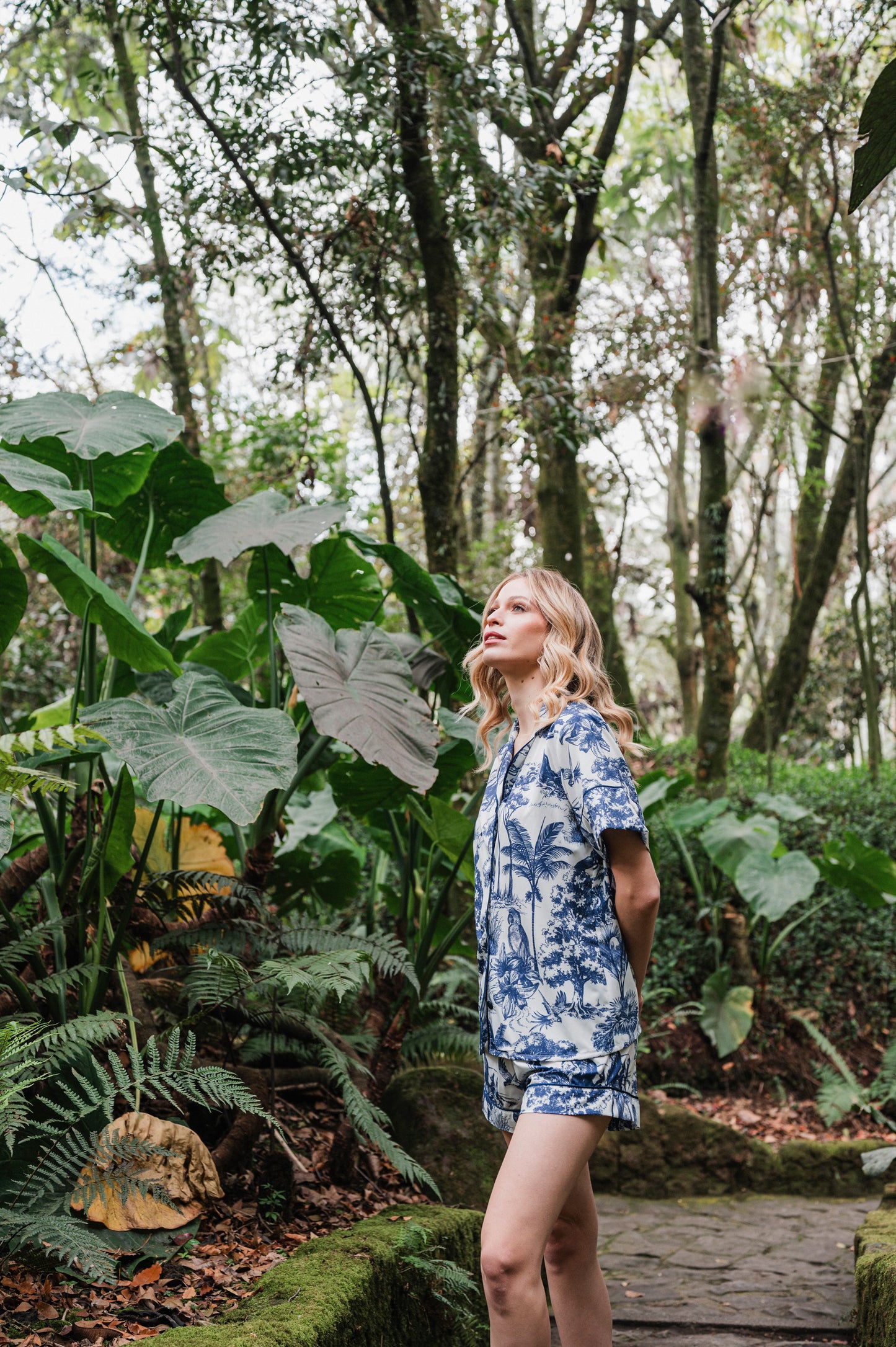 Pijama Bambula Selva Africana Azul (MANGA CORTA Y SHORT)