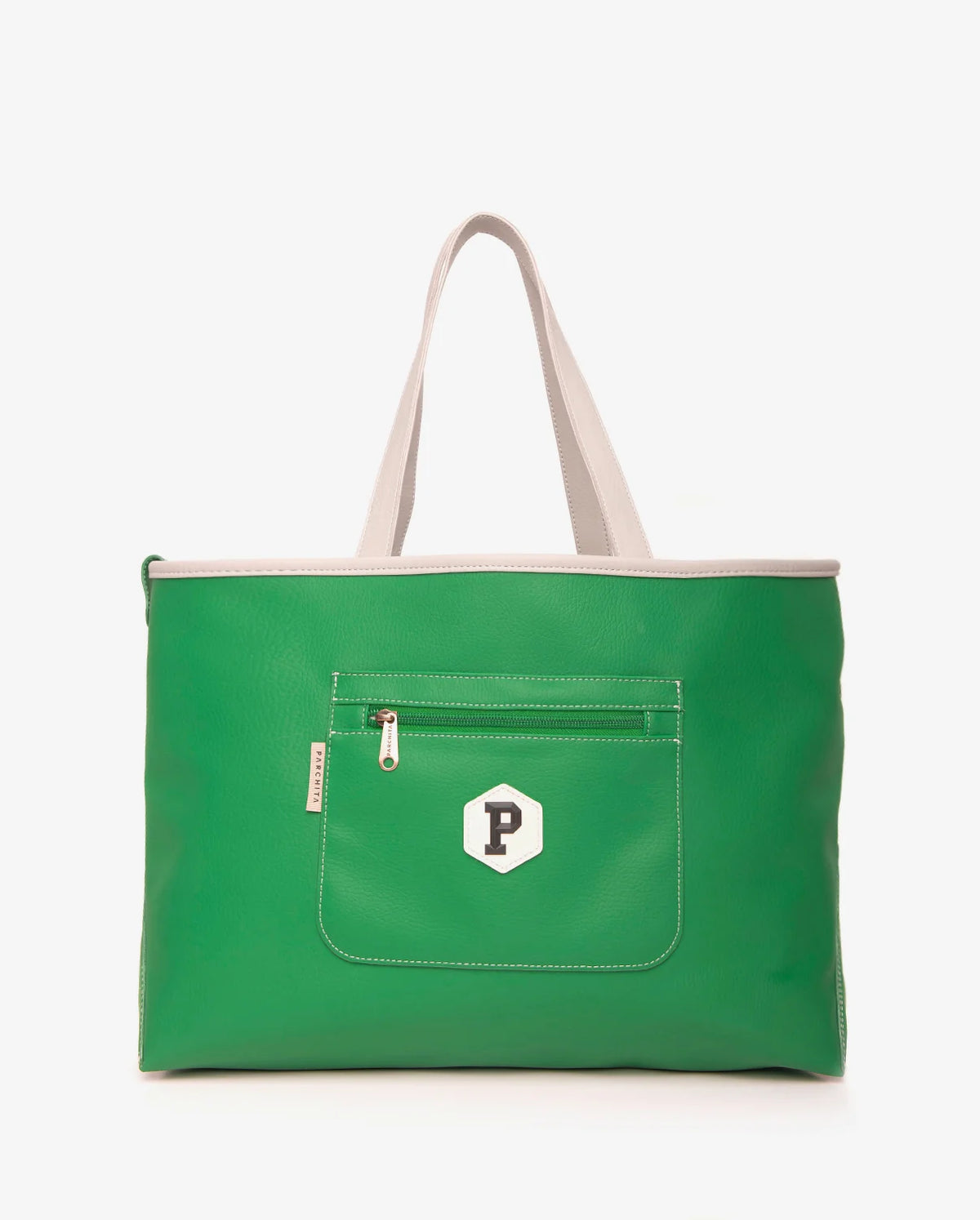 Parchita Amalia tote bag, Fog gray x Antioquia green