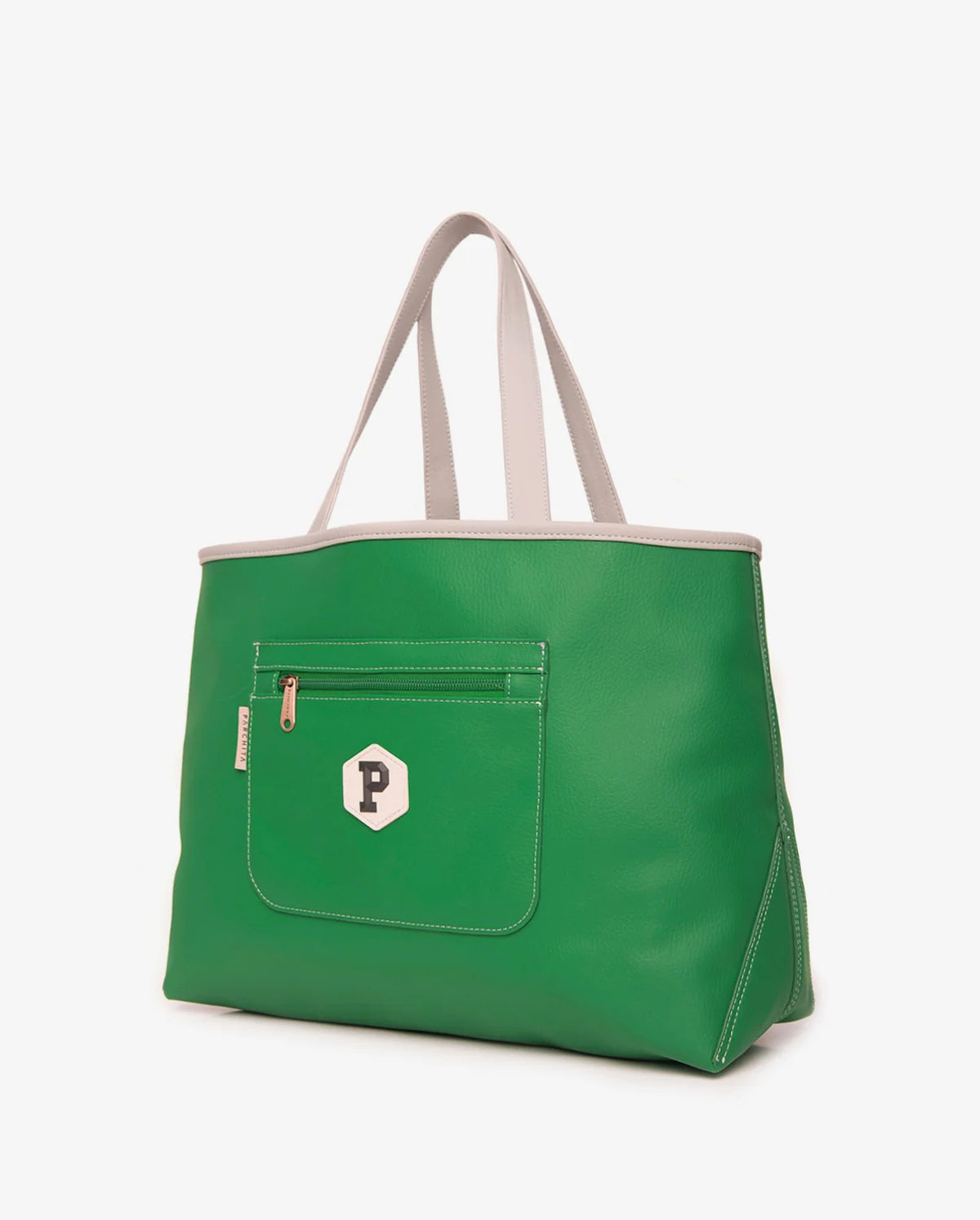 Parchita Amalia tote bag, Fog gray x Antioquia green