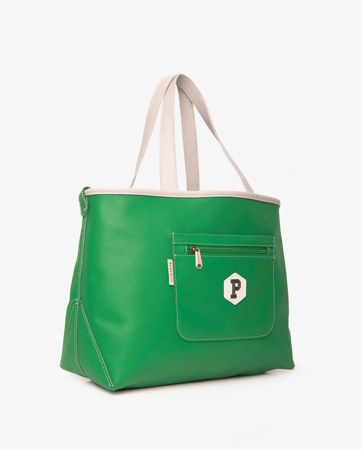 Parchita Amalia tote bag, Fog gray x Antioquia green